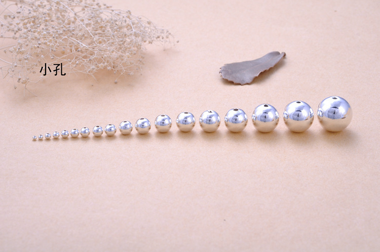 DIY positioning beads, positioning beads, silver beads, loose beads, round beads and smooth beads accessories of 925 sterling silver handmade bracelet rope pic 6