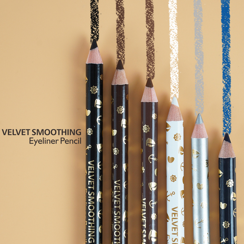 Meno matte, natural, easy to color, long-lasting waterproof, 13.5cm multi-color wooden hard head eyeliner, pencil + pen holder pic 9