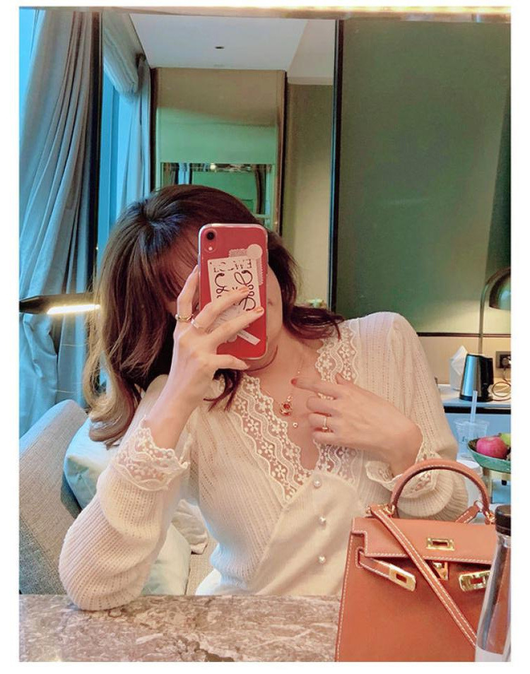 早秋长袖蕾丝打底衫女秋冬洋气时尚内搭甜美别致上衣网纱针织小衫详情14