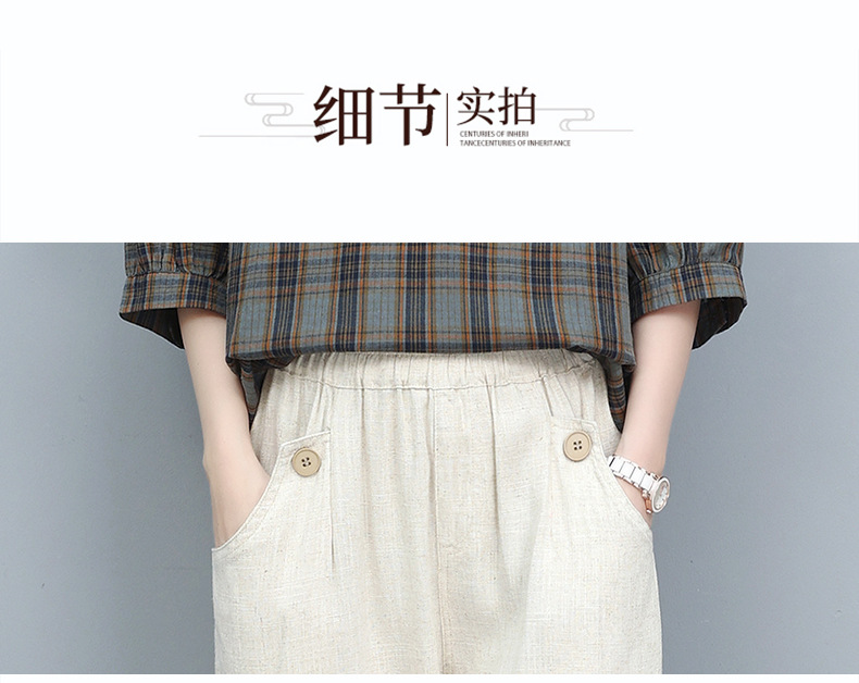 妈妈夏装薄款棉麻休闲九分裤2024新款中老年女装松紧腰直筒裤子详情16