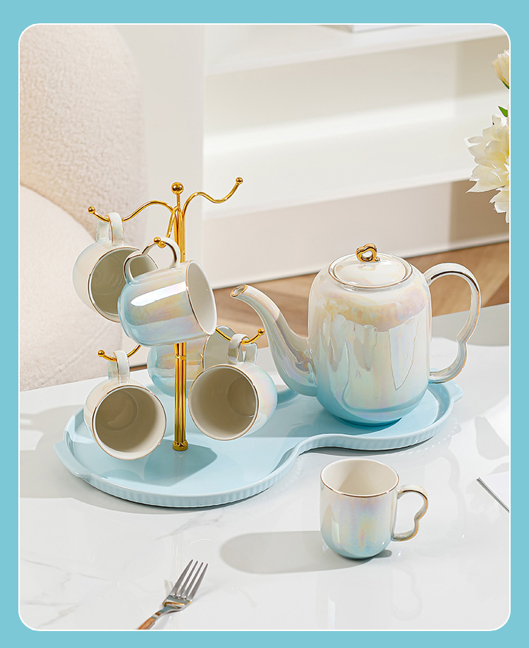 96N少女心陶瓷水杯家用套装客厅茶具杯子茶杯感轻奢乔迁结婚详情3