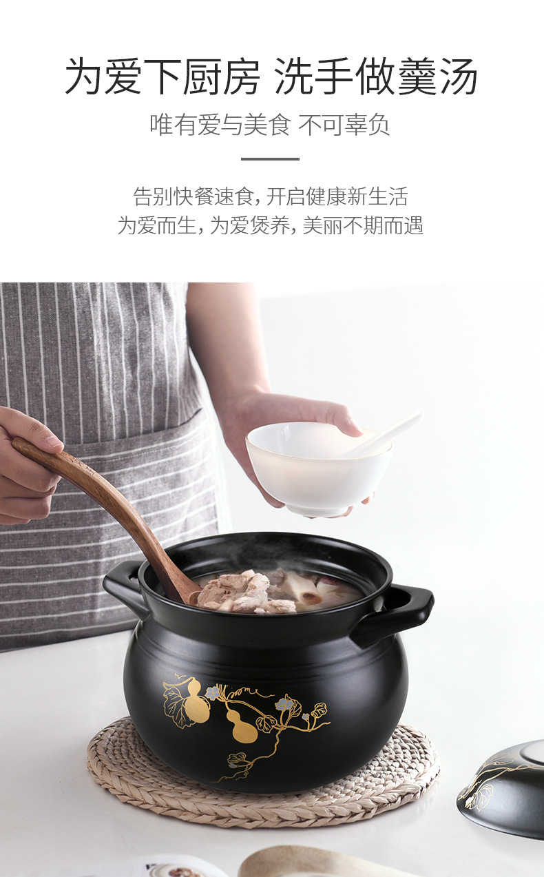 New dry-burning crack-free Fulu Pot ceramic clay pot high-temperature resistant stew pot, big belly soup pot in stock, one-piece consignment pic 3