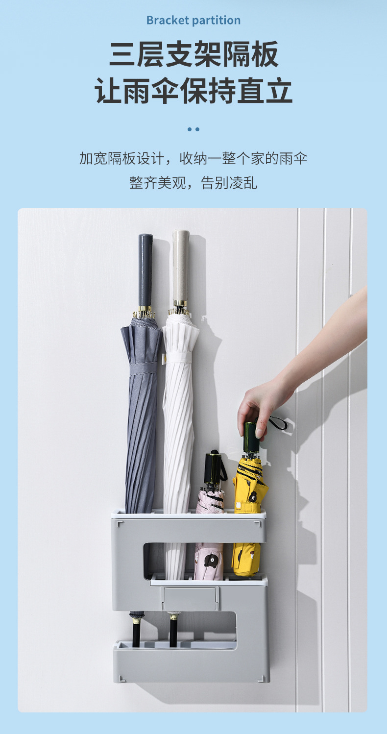 Factory wholesale S-shaped umbrella storage racks for home and commercial use, wall-mounted umbrella storage racks without drilling, one-piece consignment pic 5