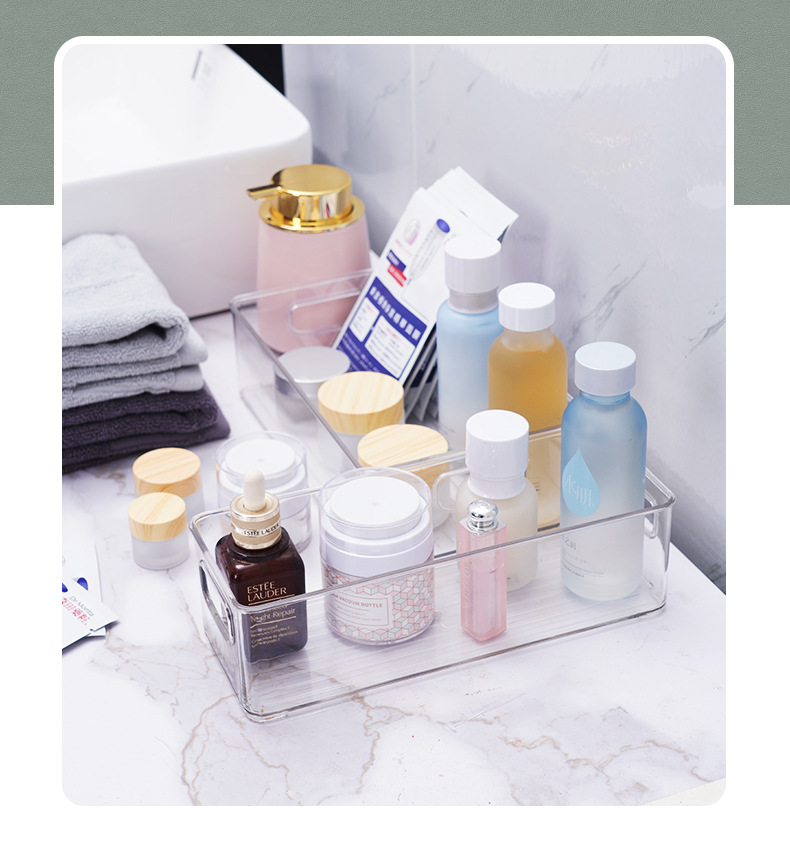 Small storage box, refrigerator food storage box, transparent uncovered with handle storage box, cosmetics and skin care products pic 3