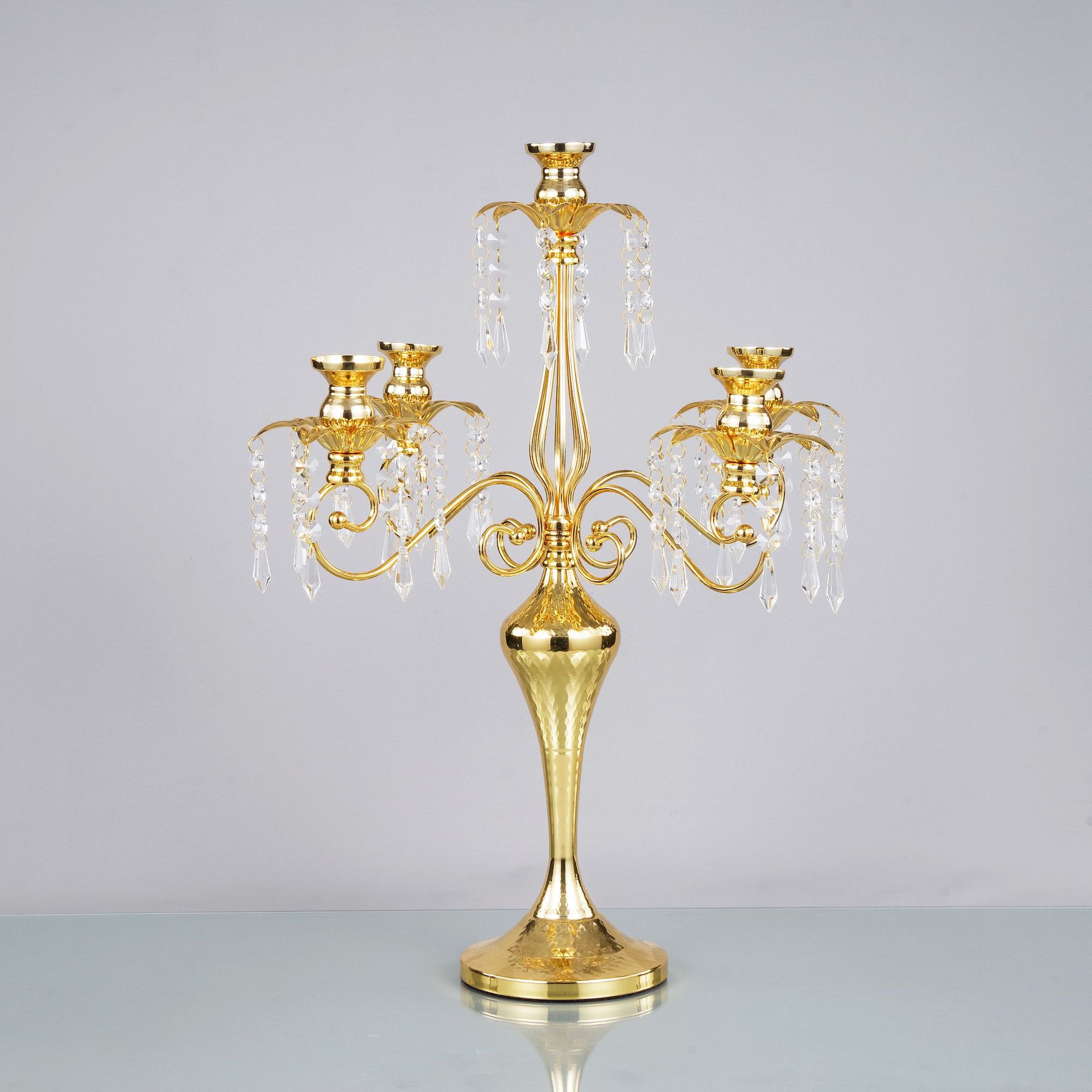 Metal European-style five-headed candlestick, creative and romantic dining banquet, wedding candlestick, dining table, entrance hall, home decoration item pic 2