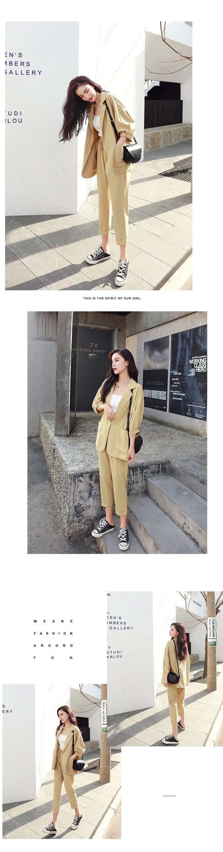西装套装女夏季西服套装2021新款韩版气质时尚网红休闲洋气两件套详情3