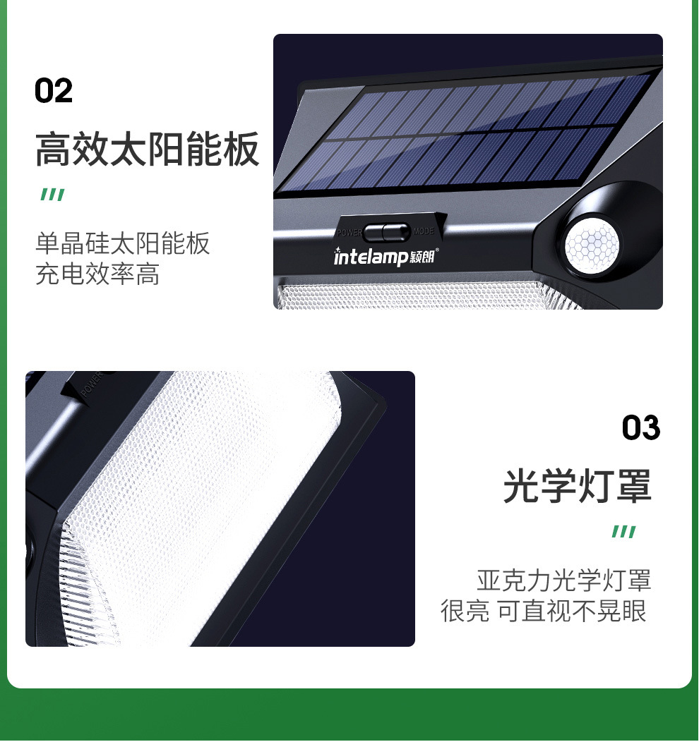 新太阳能灯人体感应家用户外照明led防水花园庭院壁灯天黑自动亮详情26