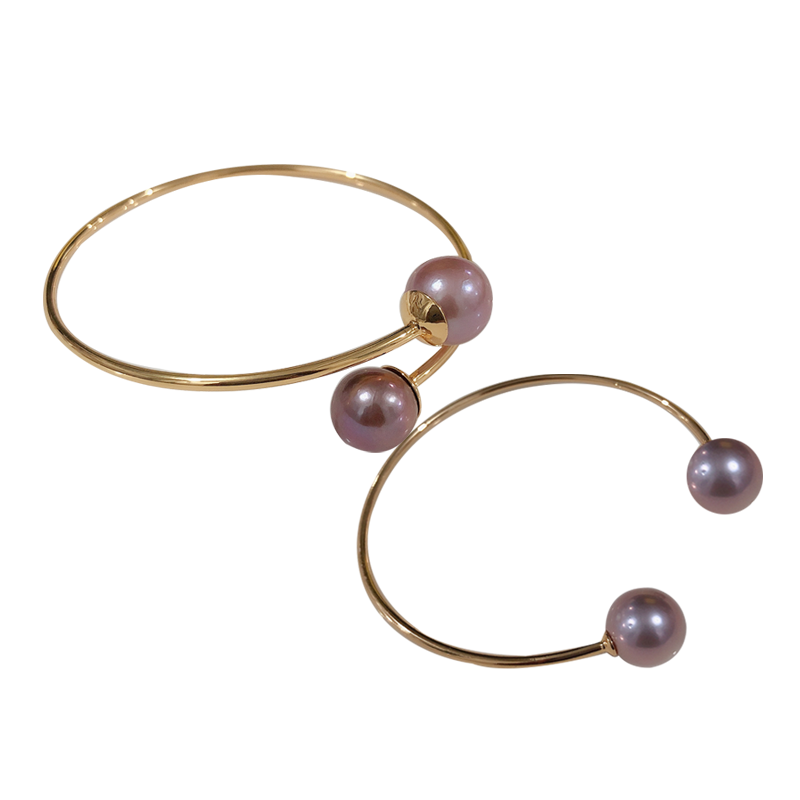 铜镀真金珍珠手镯空托爱迪生巴洛克珍珠托手镯圈开口手镯diy配件详情6