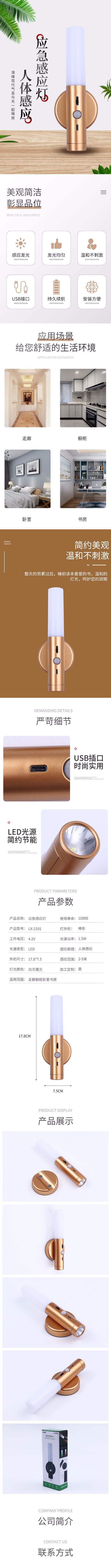 Smart USB human-sensing night light, light-controlled corridor emergency wall lamp, flashlight, home bedroom breastfeeding night light pic 1