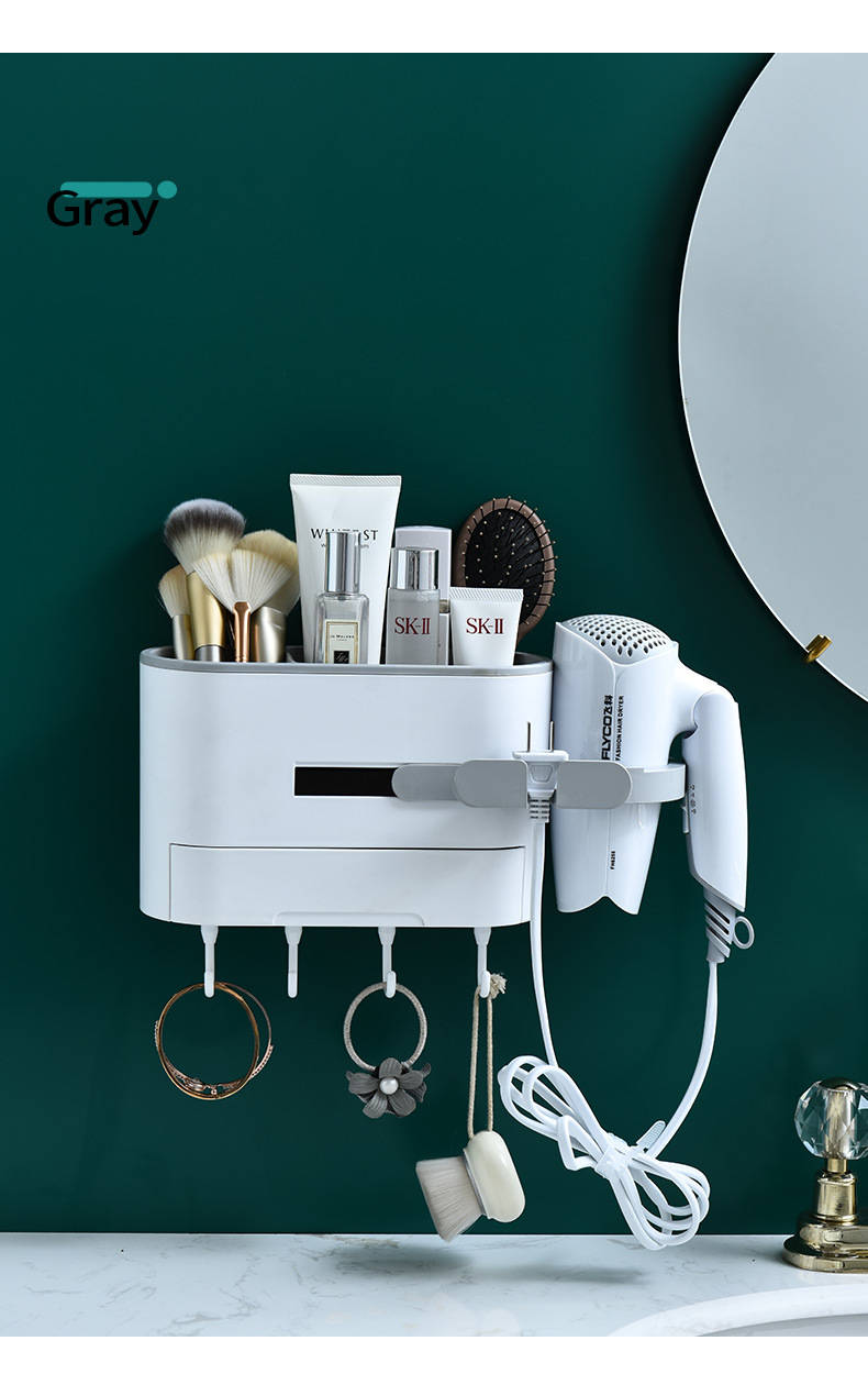 Hair dryer stand, no need for drilling, bathroom, toilet storage rack, wall-mounted hair dryer rack, air duct rack pic 19