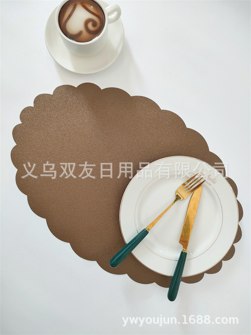PVC matte oval lace table MATS, European-style anti-slip, waterproof, no-wash heat-insulating MATS, Western placemats, tableware decorative MATS pic 6