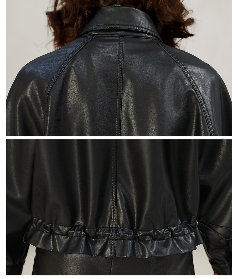 2022年新款春秋小皮衣女外套短款机车服韩版修身长袖pu皮夹克详情10