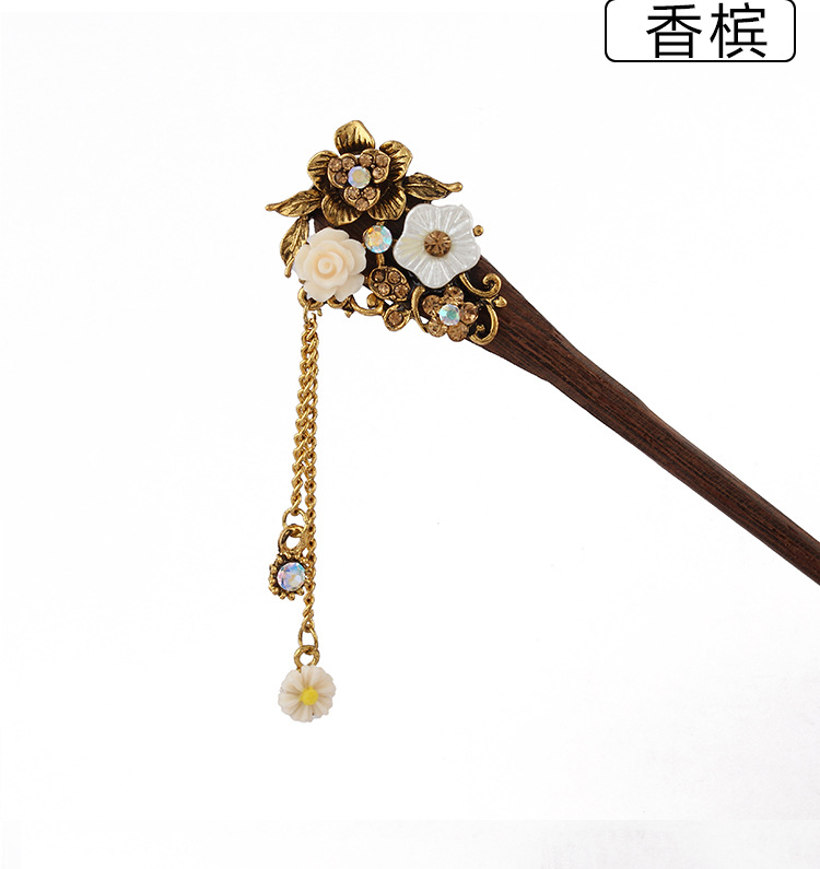 复古发簪 盘发头饰品古典发钗 女式步摇流苏鸡翅木簪子十元热销详情29