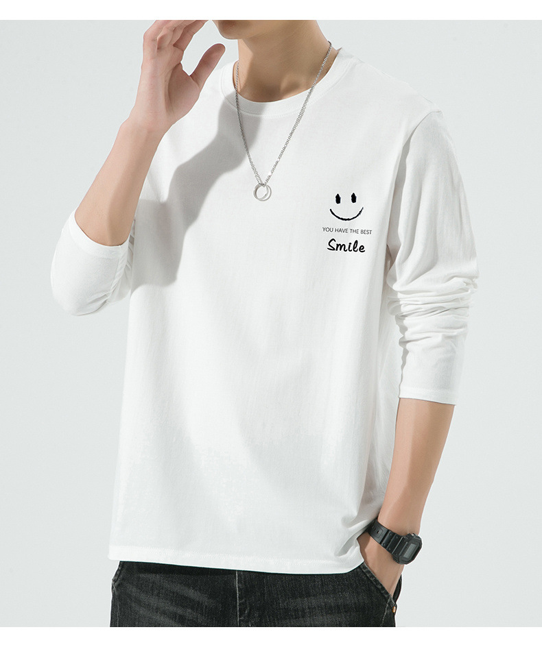 棉质长袖t恤男春秋宽松舒适内搭打底衫青年简约百搭品质上衣男装详情11
