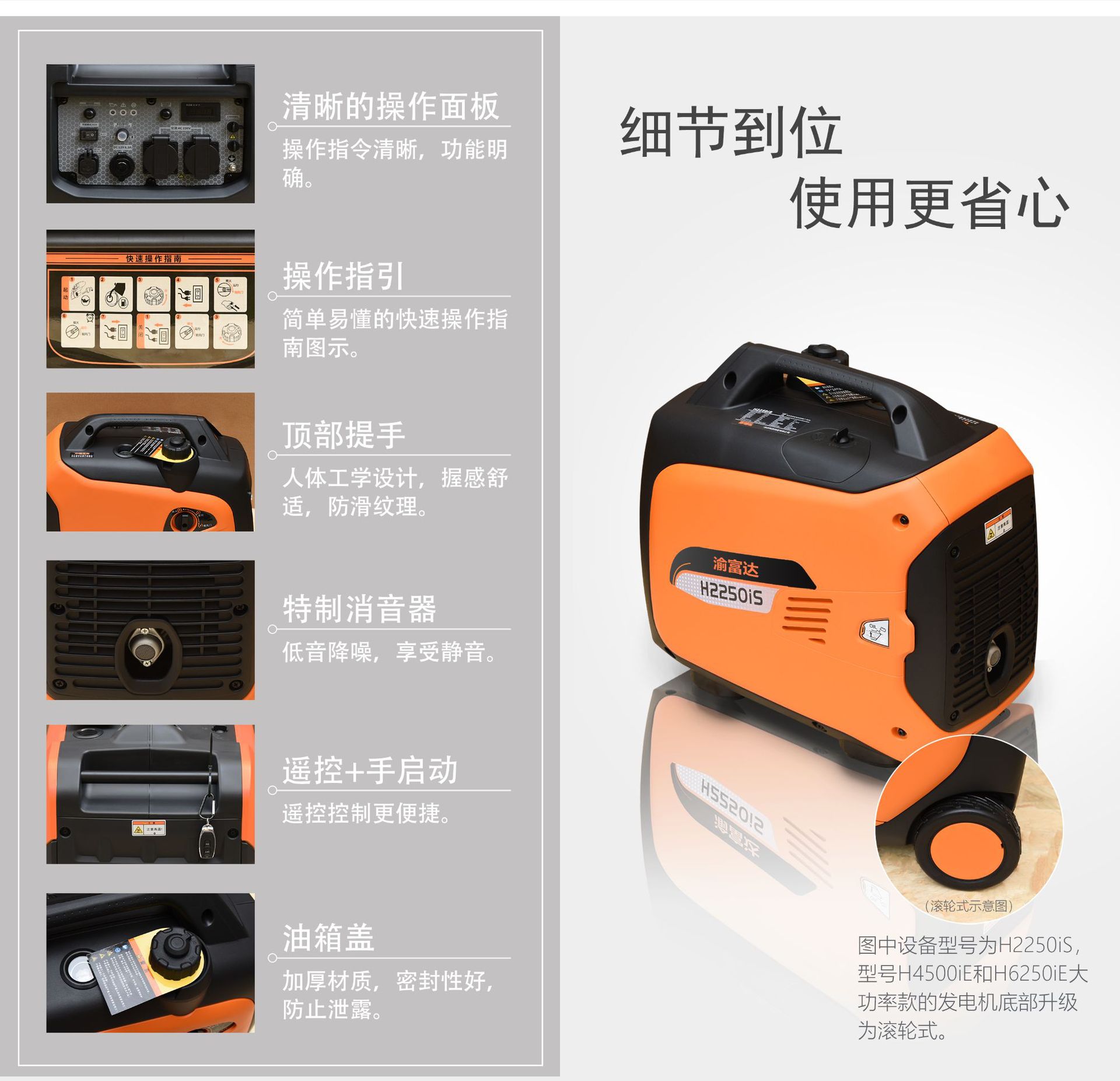 汽油发电机3/5/8千瓦小型家用微型静音变频房车户外2000瓦便携式详情7