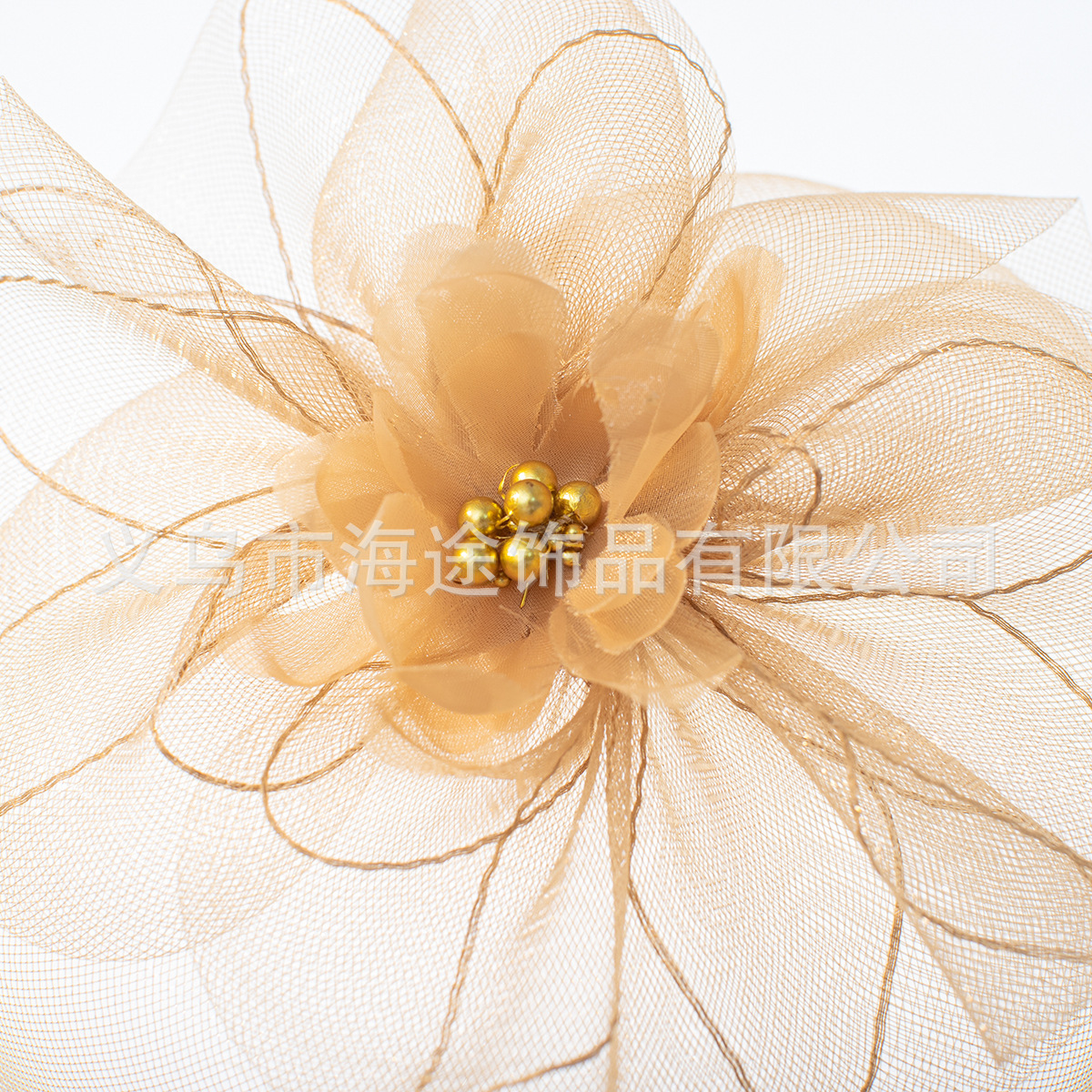 Wholesale of cross-border European and American style yellow retro mesh top hats, fashionable party performance hair accessories, top hats and gauze hats pic 3