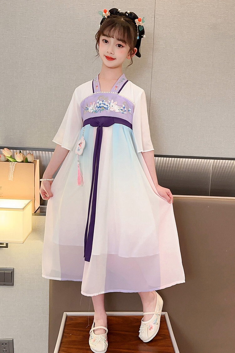 汉服女童春薄款中国风襦裙连衣裙古装超仙春季小女孩儿童唐装批发详情14