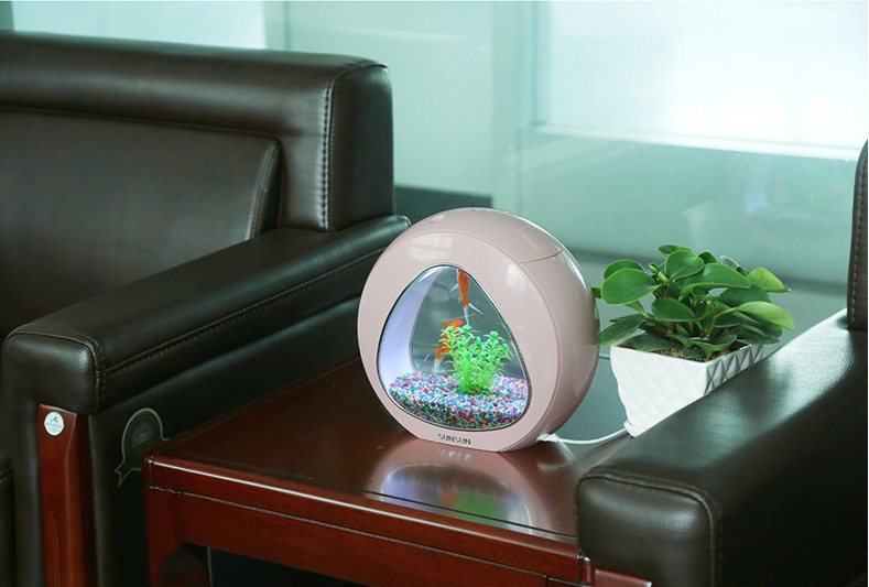 Sunsen Fish Tank Creative Mini Fish Tank Filtration, Lighting and Circulation three-in-one Desktop aquarium Christmas gift pic 20