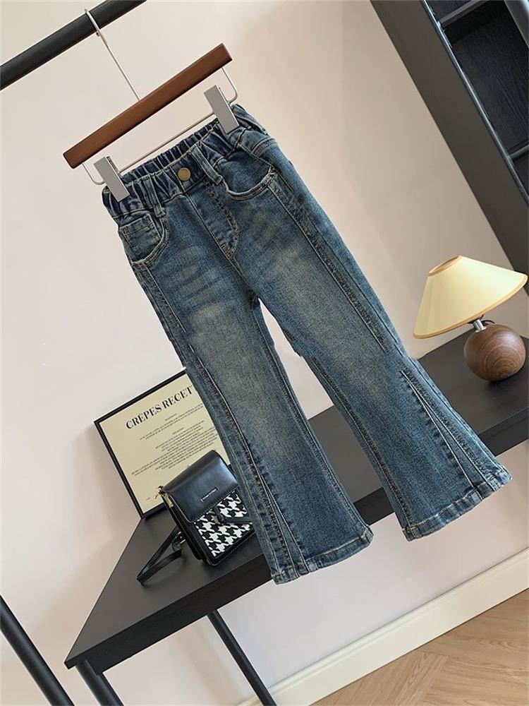 女童春装牛仔裤2024新款女大童春秋款复古时尚洋气学生百搭喇叭裤详情3