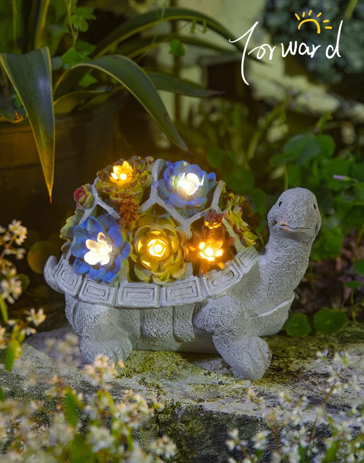 户外太阳能多肉乌龟雕像树脂工艺品动物园林花园庭院灯摆件详情10