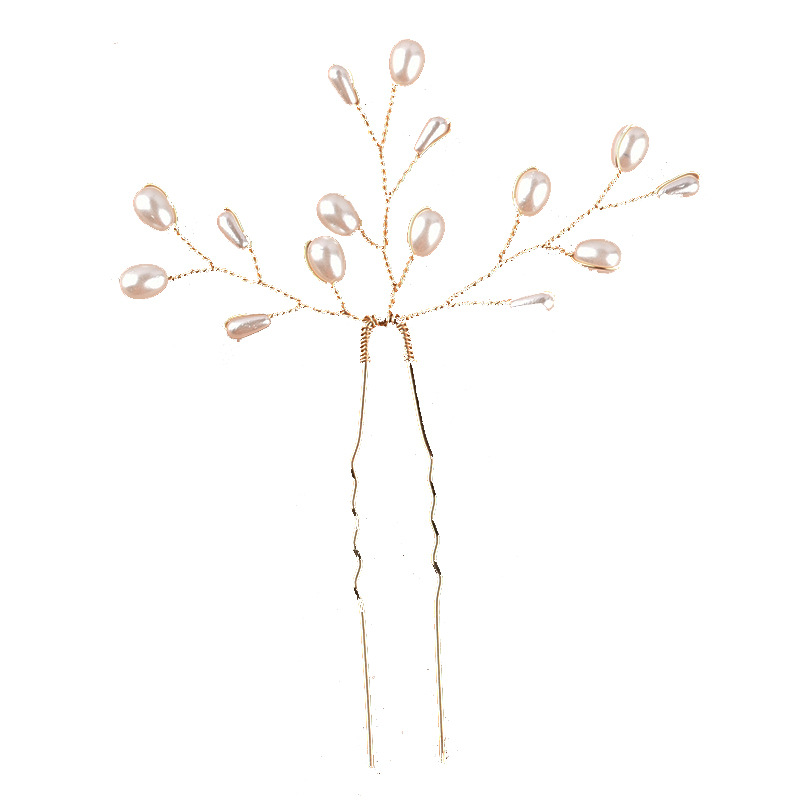 Handcrafted pearl hair forks, simple and elegant daily hair accessories for brides, hairpins, handcrafted beaded pearl gold and silver hair accessories pic 28