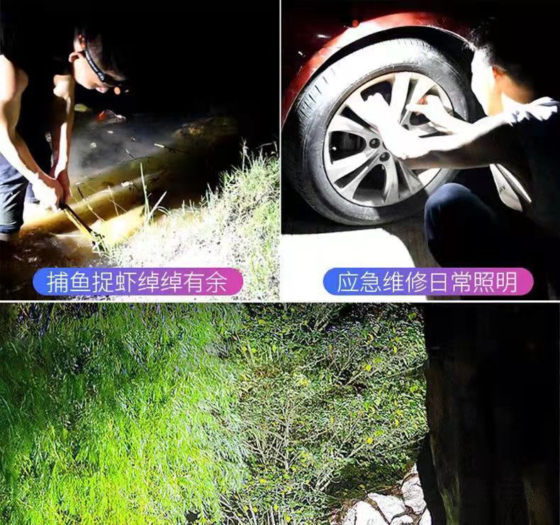 New cross-border XPE+COB dual-source strong headlight, USB charging fishing light, outdoor head-mounted mini headlight pic 10