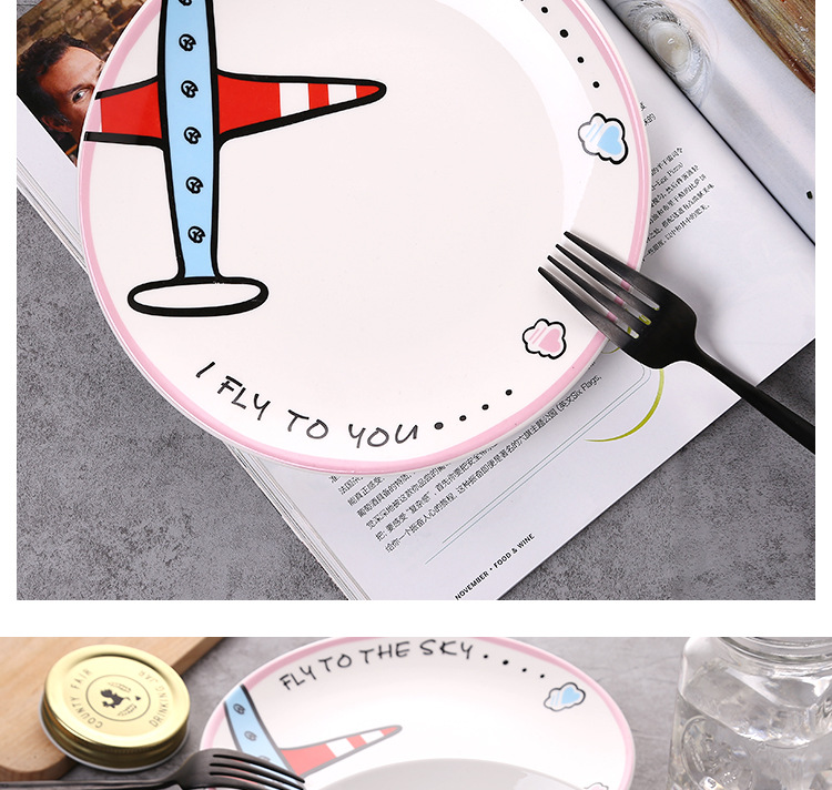 Airplane plate, simple and creative breakfast plate, dessert and pastry, Western plate, steak plate, dumpling plate, steak plate, pasta plate pic 7