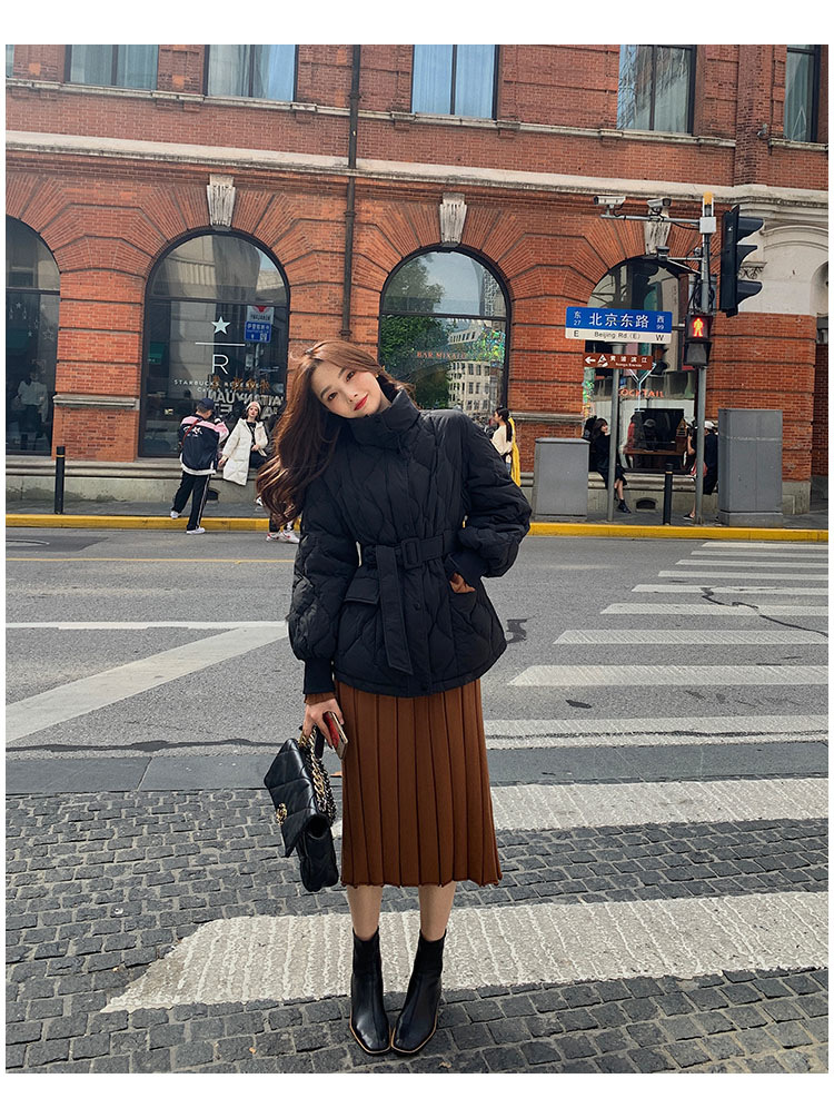 白色羽绒棉服女冬外套2022年新款轻薄收腰韩版欧货冬装短款面包服详情33