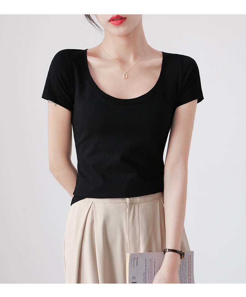 白色修身圆领纯棉短袖t恤女夏季2025新款内搭打底衫显瘦紧身上衣详情12