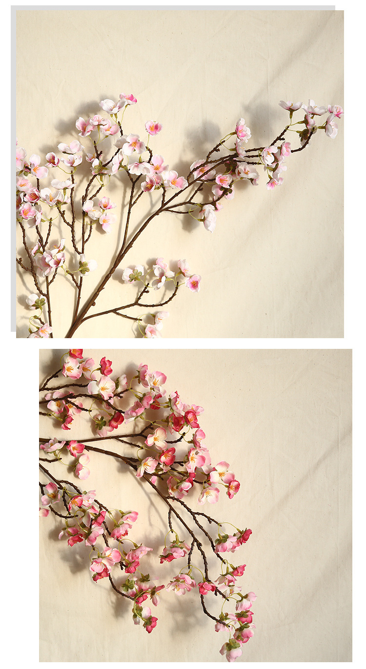 Beauty Finger Cherry Blossom and peach blossom Ins-style Nordic plum blossom artificial flower manufacturer home decoration wedding artificial flower MW38958 pic 96