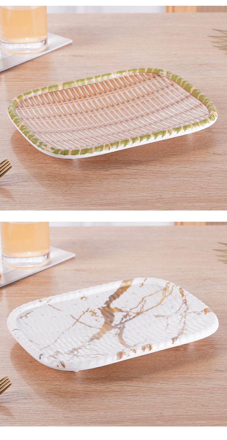 Chenjing Melamine rectangular dried fruit plates, dinner plates, barbecue and hot pot restaurant vegetable plates, melon seed and peanut plates, imitation porcelain pic 25