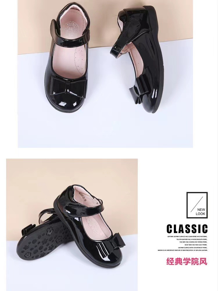 女童黑色皮鞋儿童白色软底公主鞋夏季女宝真皮演出舞台鞋学生童鞋详情3