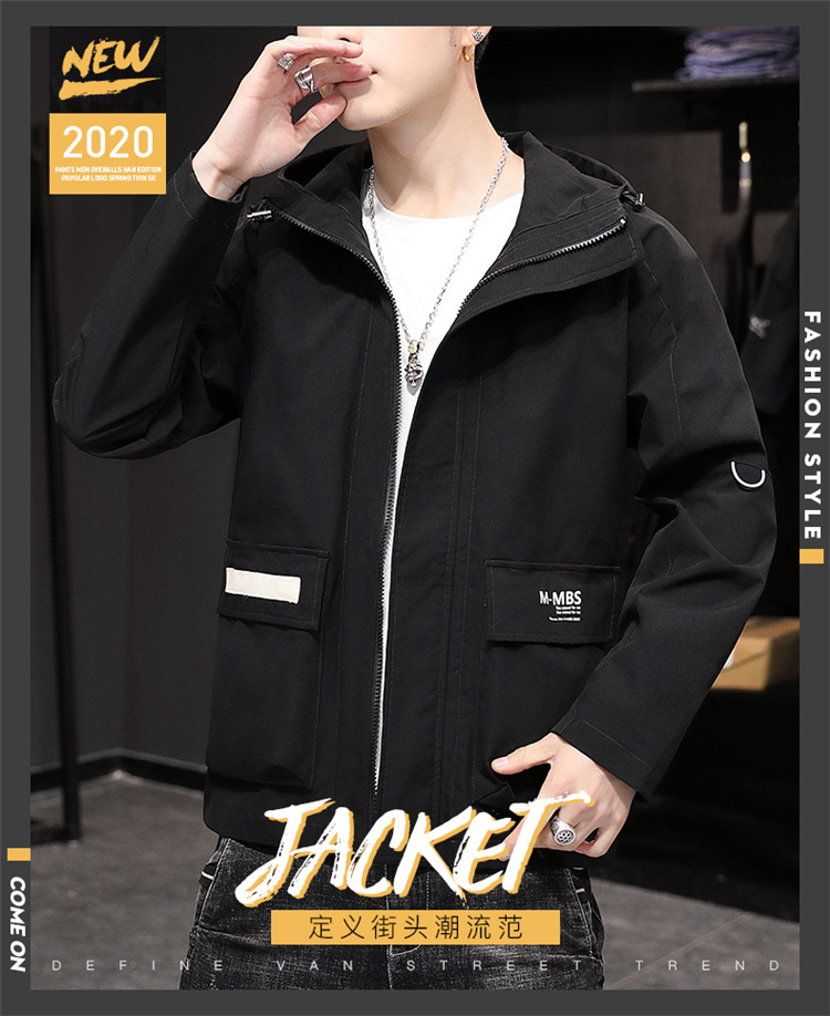 A loose, casual and sporty jacket with a hat for men, versatile for teenagers, the new autumn 2022 workwear jacket for men pic 12