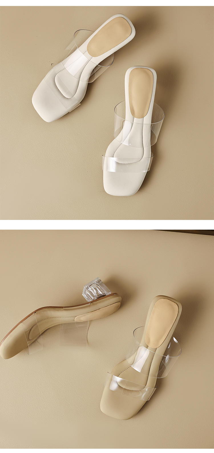 踩屎感~ 透明凉鞋女2024年夏季新款高跟鞋粗跟露趾水晶跟凉拖外穿详情16