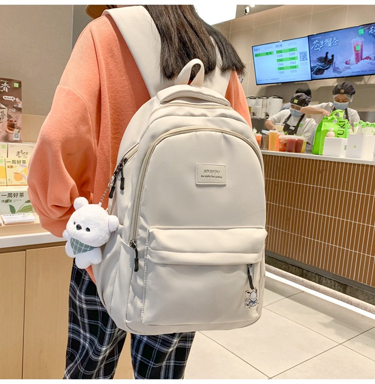 森系大容量高中大学生书包女简约百搭ins校园风双肩包女电脑背包详情21