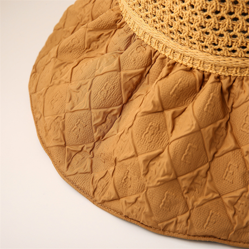 夏季帽子黑胶大沿草帽透气防紫外线可折叠户外出行遮阳防晒帽详情9