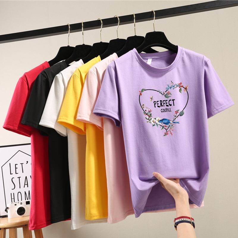 2023夏季新款韩版短袖t恤女潮学生休闲圆领上衣大码女装跨境外贸详情3