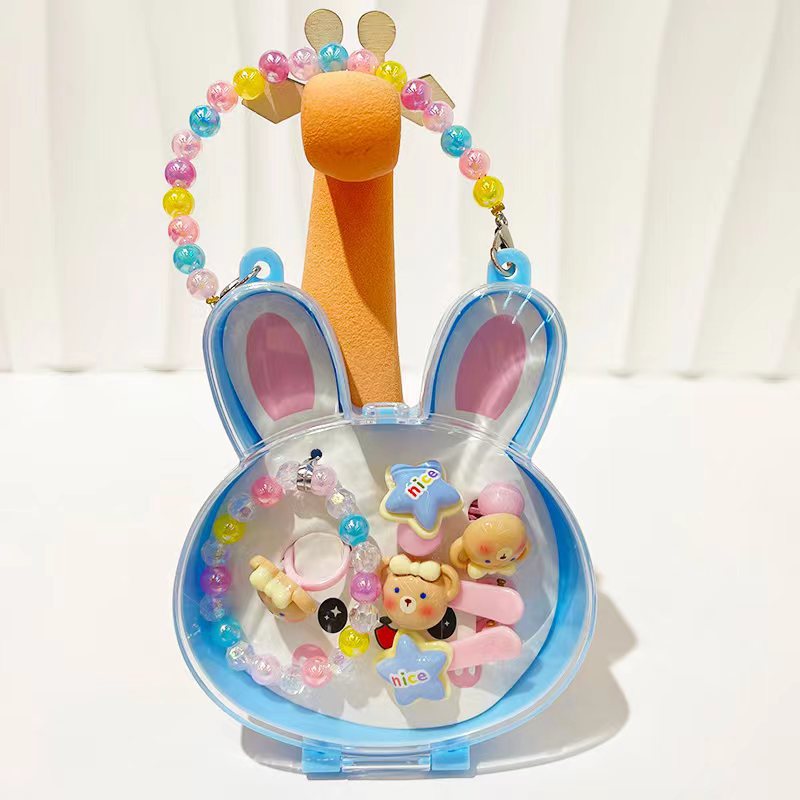 新品手提首饰盒卡通套装公主发饰组合手链戒指皮筋发夹女童礼物详情5