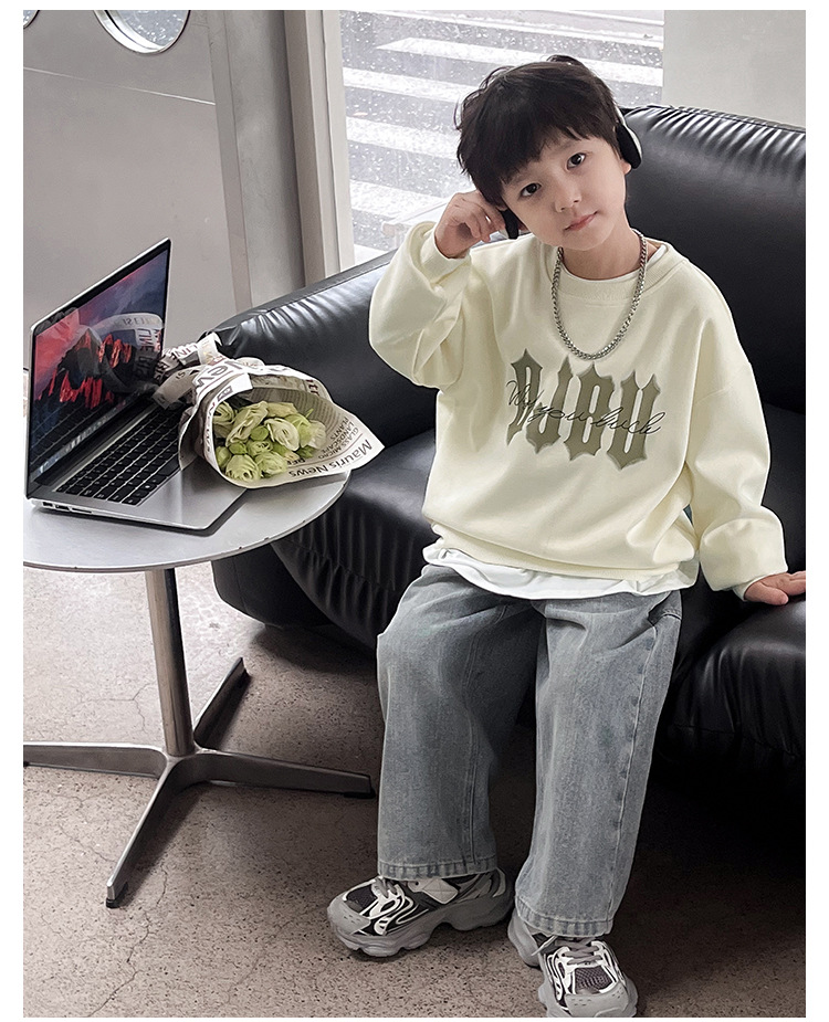 童酷儿童秋装2024湖州织里童装韩版宝宝上衣潮酷字母印花男童卫衣详情33