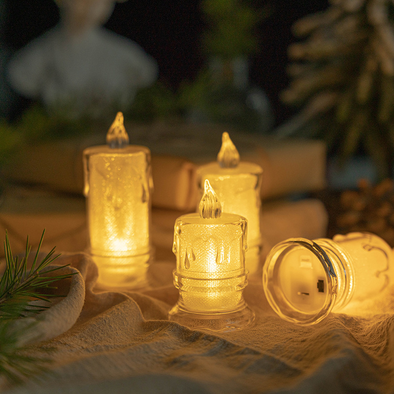 New transparent teardrop-shaped base simulation LED electronic candle, InS-style luminous creative birthday decoration night light pic 17
