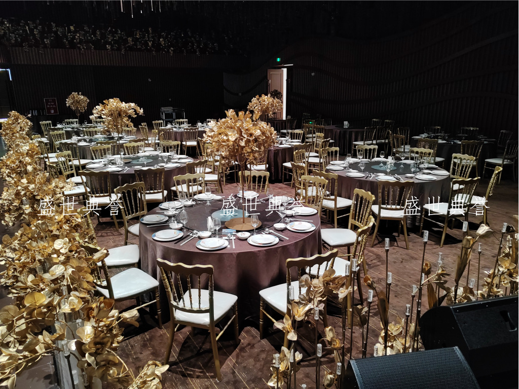 Hangzhou Banquet Center dining tables and chairs Hotel theme wedding bamboo joint chairs, European-style wedding castle chairs, wedding banquet folding chairs pic 12