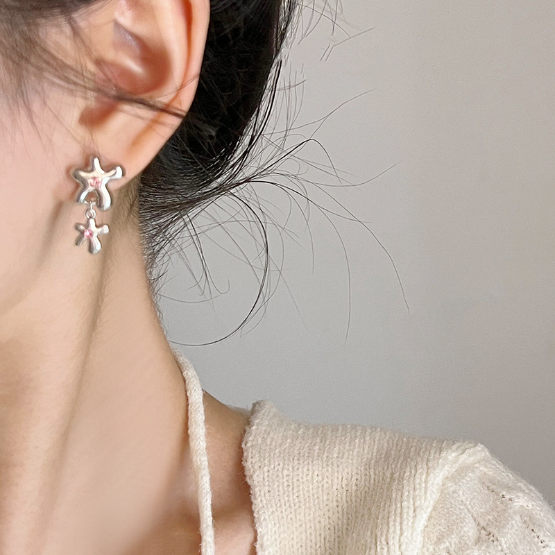 甜酷少女花朵耳环女高级感不规则耳钉小众设计不规则新款潮耳饰详情2