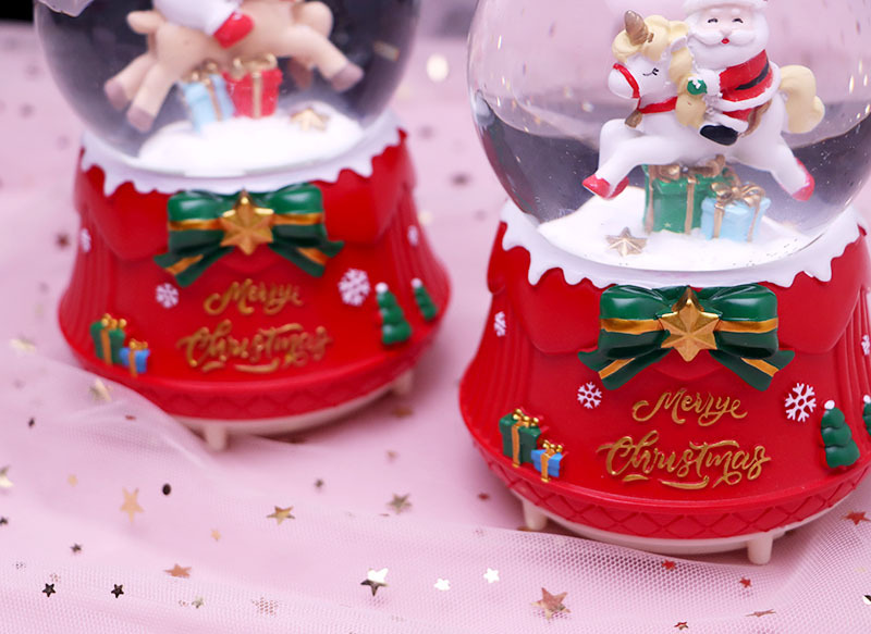New Christmas illuminated crystal ball, Christmas wooden horse, snowman, Old man, music box, glass ball, desktop decoration gift pic 2