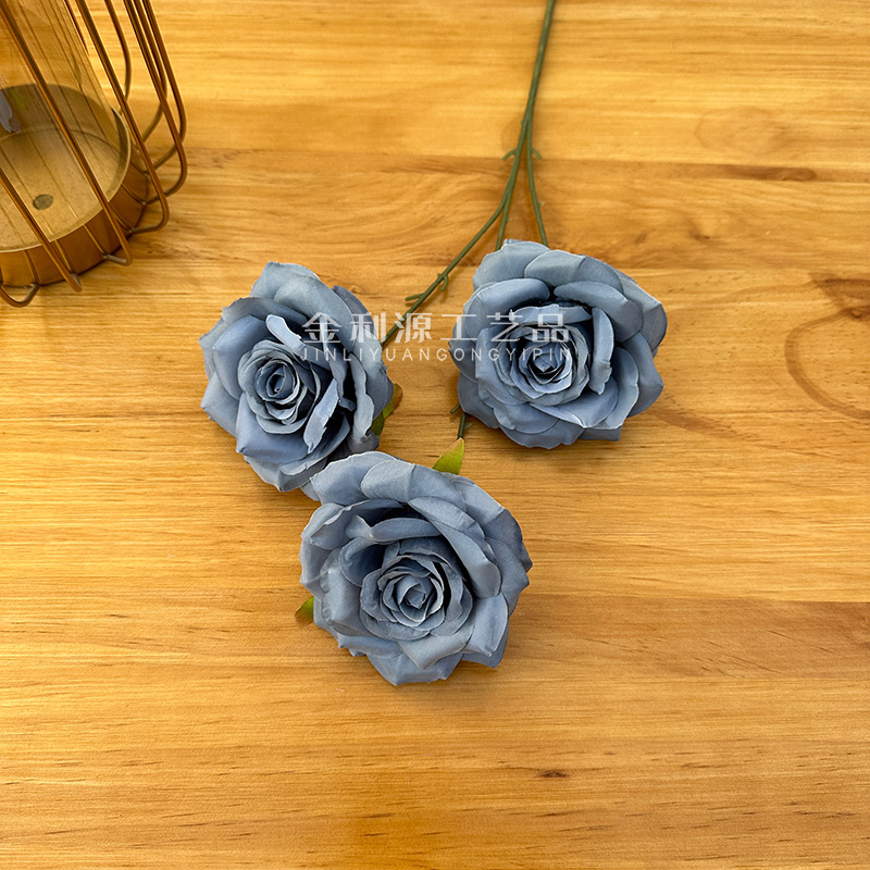 婚庆仿真花3头钻石玫瑰无叶版玫瑰花路引花材弗洛伊德玫瑰瀑布详情28