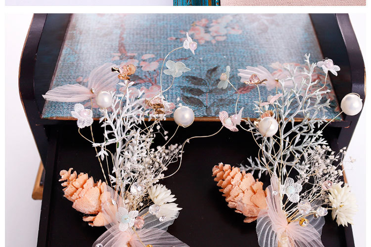New Korean-style headband for brides, super fairy-like pink starry sky tassel edge clip, wedding style headwear wholesale pic 12