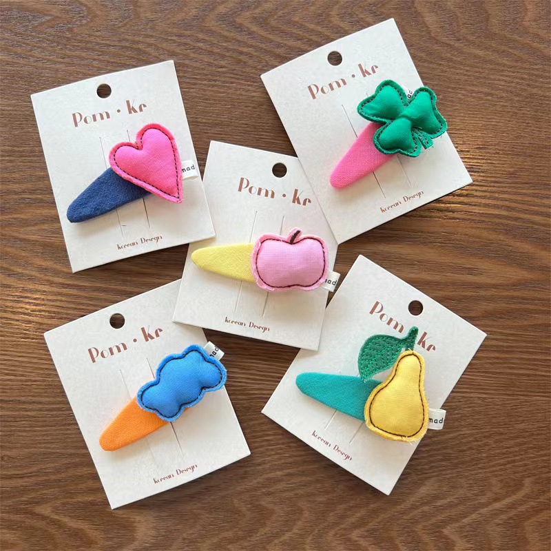New handcrafted fruit fabric hair clips from South Korea, colorful and cute cloud cartoon girl hair clips, baby side clips, BB clips pic 12