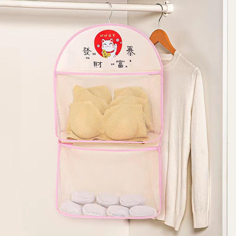 Cute maneki Neko underwear, socks, storage net bag, hanging bag, underpants, dormitory clutter organization, storage bag, wardrobe hanging pic 3