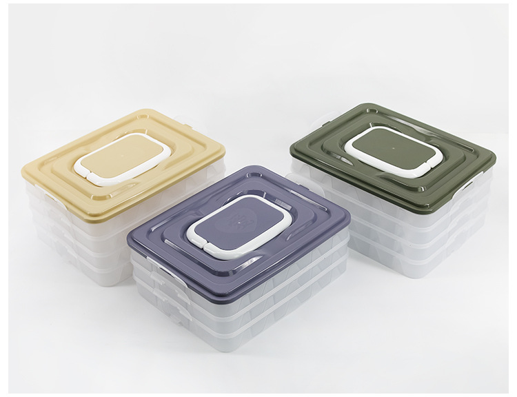 Household refrigerator fresh-keeping box, dumpling and wonton storage box, new color frozen dumplings, multi-layer quick-frozen and frozen dumpling tray pic 15