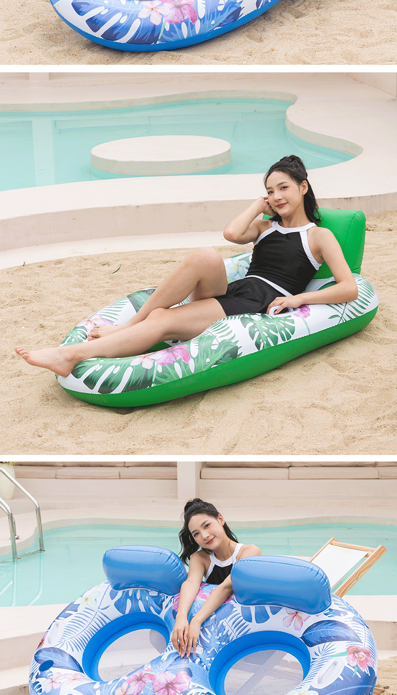 双人水上躺椅加大加厚充气成人水上浮排树叶单人水上浮床跨境专供详情8