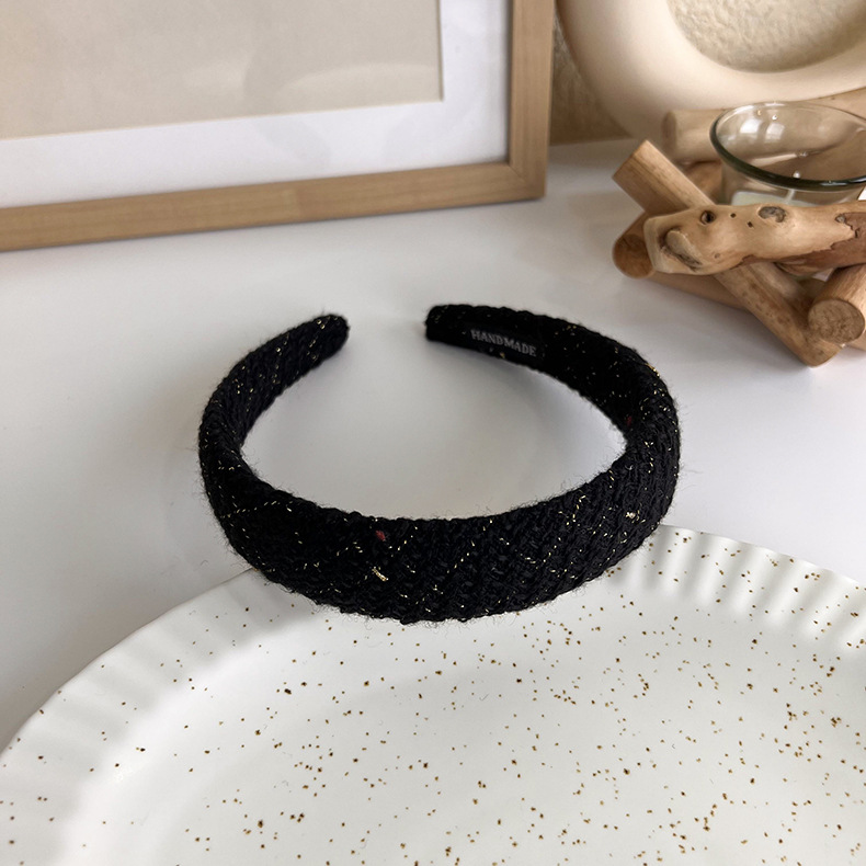 French elegant black hairband, sweet pearl braided hairpin, knitted height-increasing headband, wide-edge hairpin for women pic 36